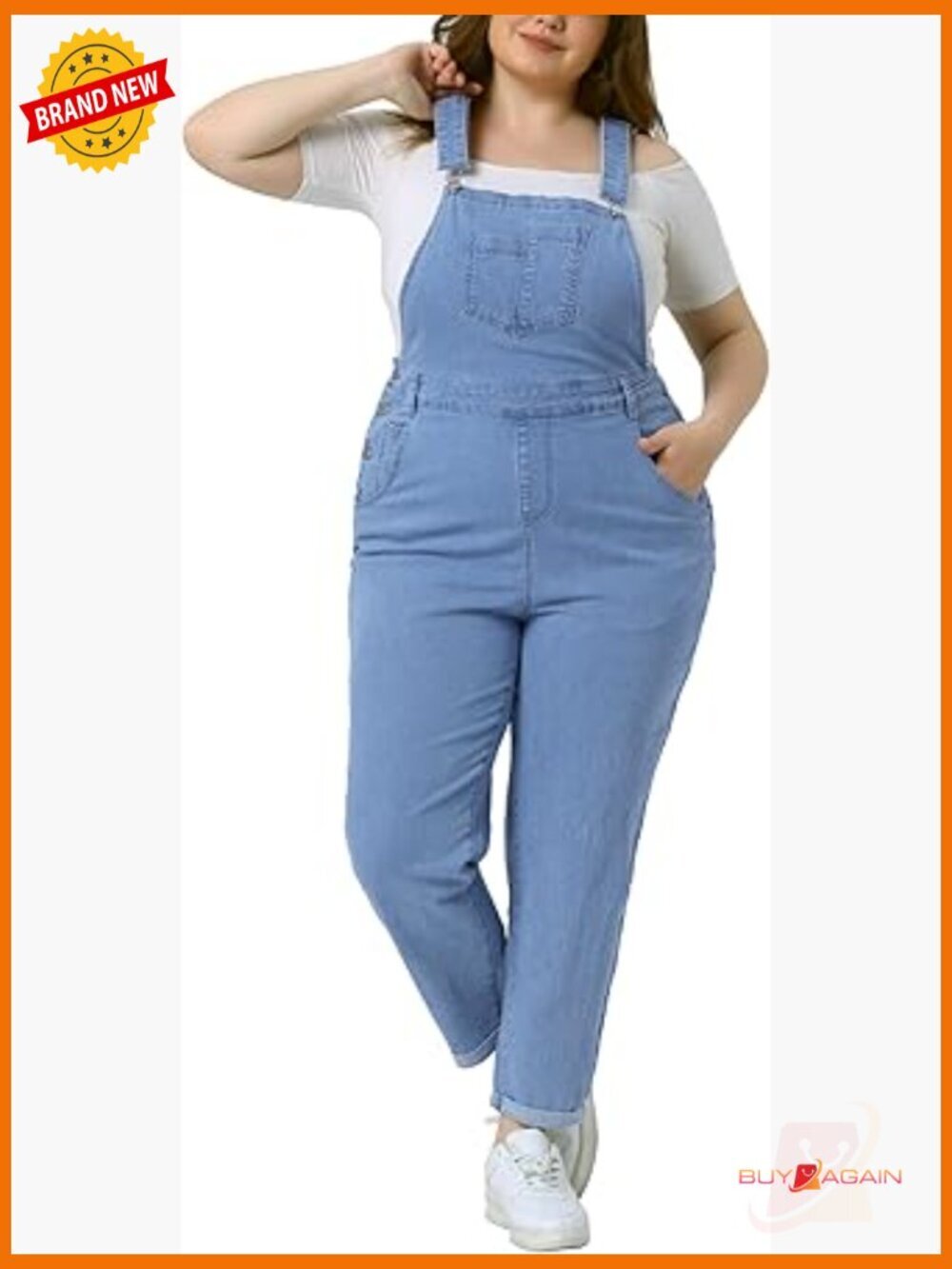Women's Plus Size Denim Bib Overalls Casual Stretch Adjustable Jumpsuit